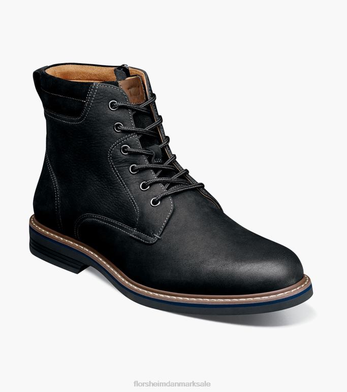 Florsheim Mænd norwalk støvle med almindelig tå med snøre NF0RV79 fodtøj sort nubuck