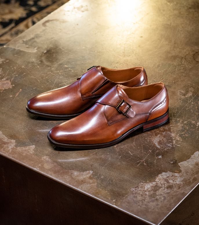 Florsheim Mænd sorrento plain toe single munk strop NF0RV146 fodtøj cognac