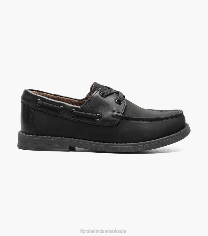 Florsheim børn kroket jr moc toe bådsko NF0RV423 fodtøj sort nubuck