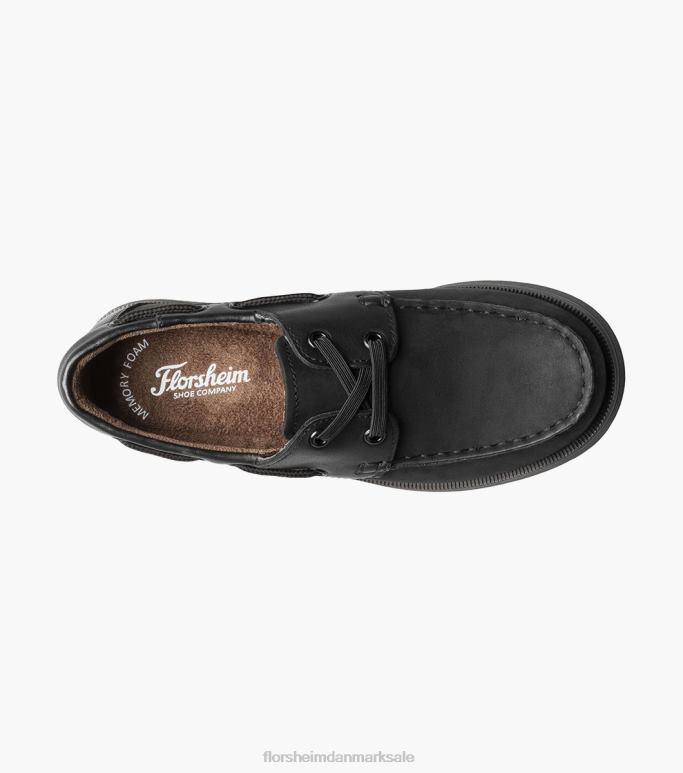 Florsheim børn kroket jr moc toe bådsko NF0RV423 fodtøj sort nubuck