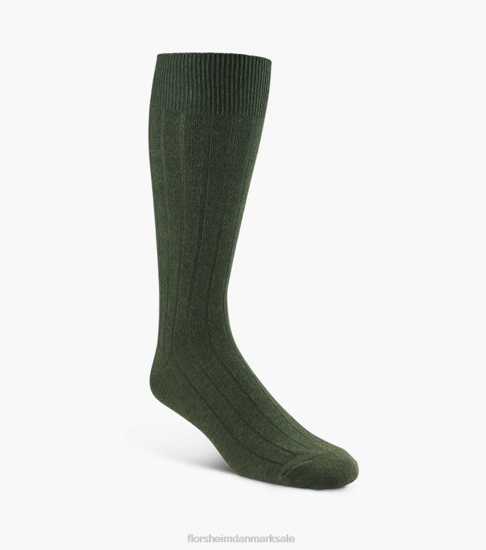 Florsheim unisex bred rib besætning kjole sokker NF0RV596 tilbehør skovgrøn lyng