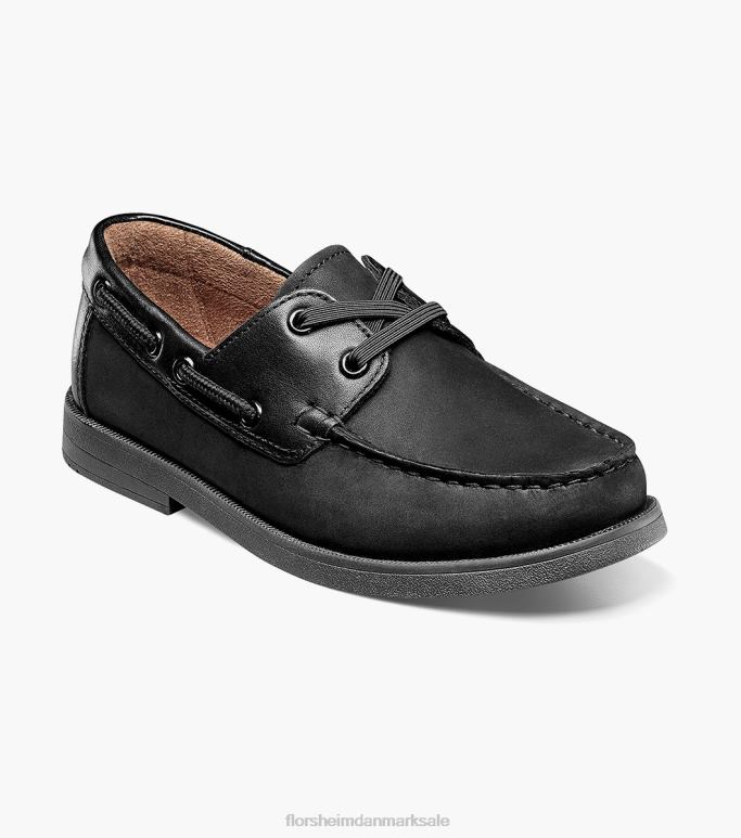 Florsheim børn kroket jr moc toe bådsko NF0RV423 fodtøj sort nubuck