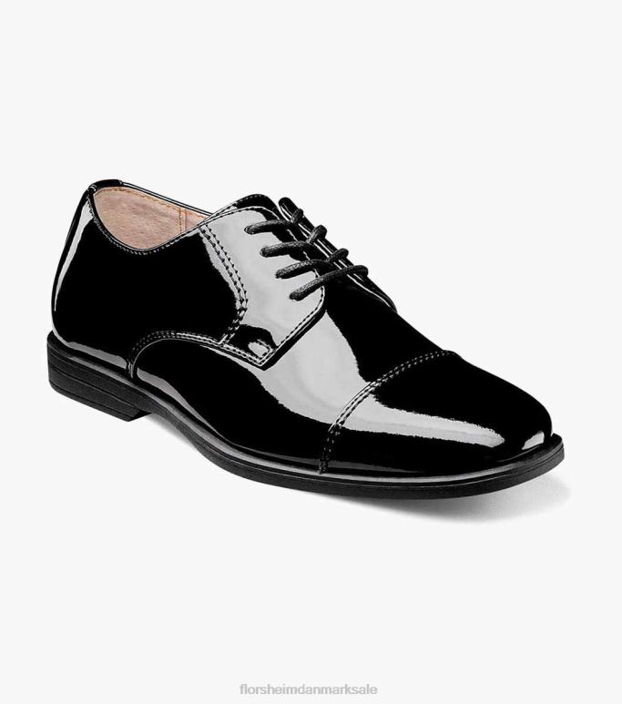 Florsheim børn afsløre jr kappe tå oxford NF0RV473 fodtøj sort patent